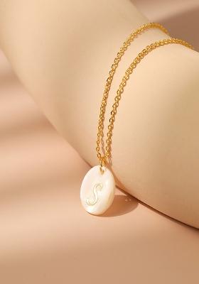 18K Gold Plated Waterproof Antitarnish Letter S Initial Pendant Necklace