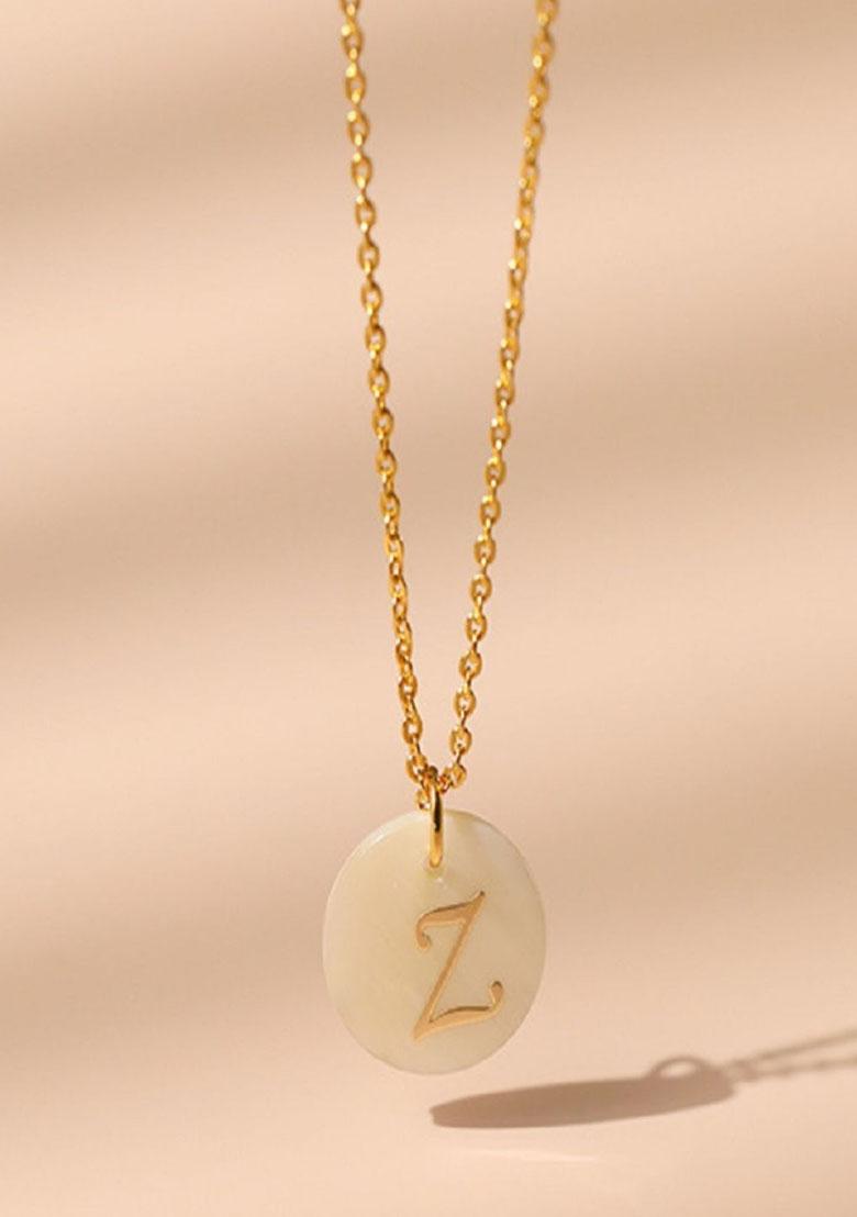 18K Gold Plated Waterproof Antitarnish Letter Z Initial Pendant Necklace