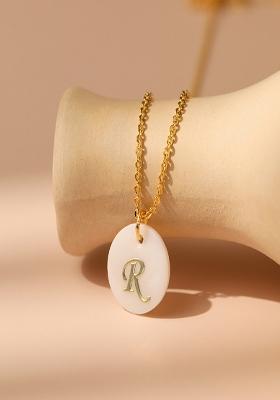 18K Gold Plated Waterproof Antitarnish Letter R Initial Pendant Necklace