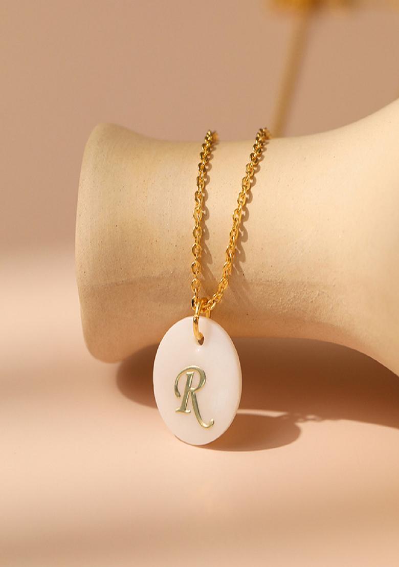 18K Gold Plated Waterproof Antitarnish Letter R Initial Pendant Necklace