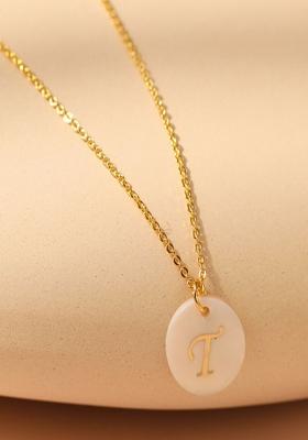 18K Gold Plated Waterproof Antitarnish Letter T Initial Pendant Necklace