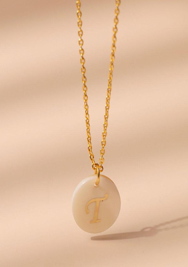 18K Gold Plated Waterproof Antitarnish Letter T Initial Pendant Necklace