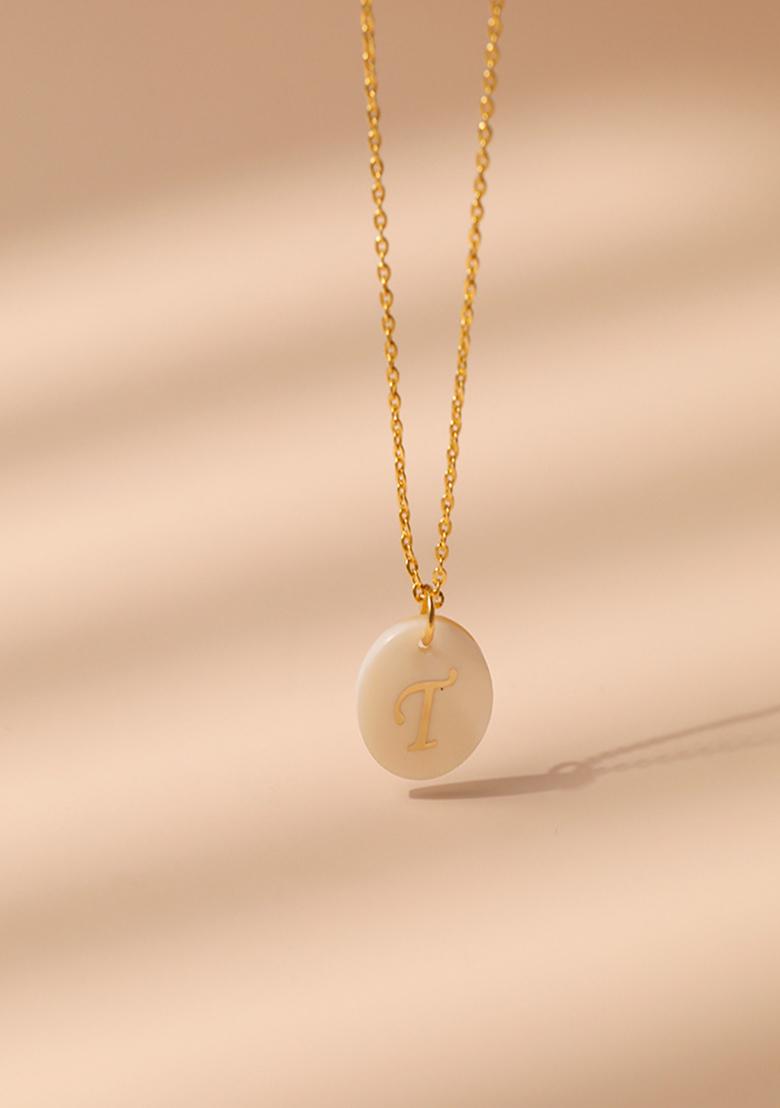 18K Gold Plated Waterproof Antitarnish Letter T Initial Pendant Necklace