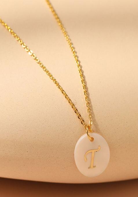 18K Gold Plated Waterproof Antitarnish Letter T Initial Pendant Necklace