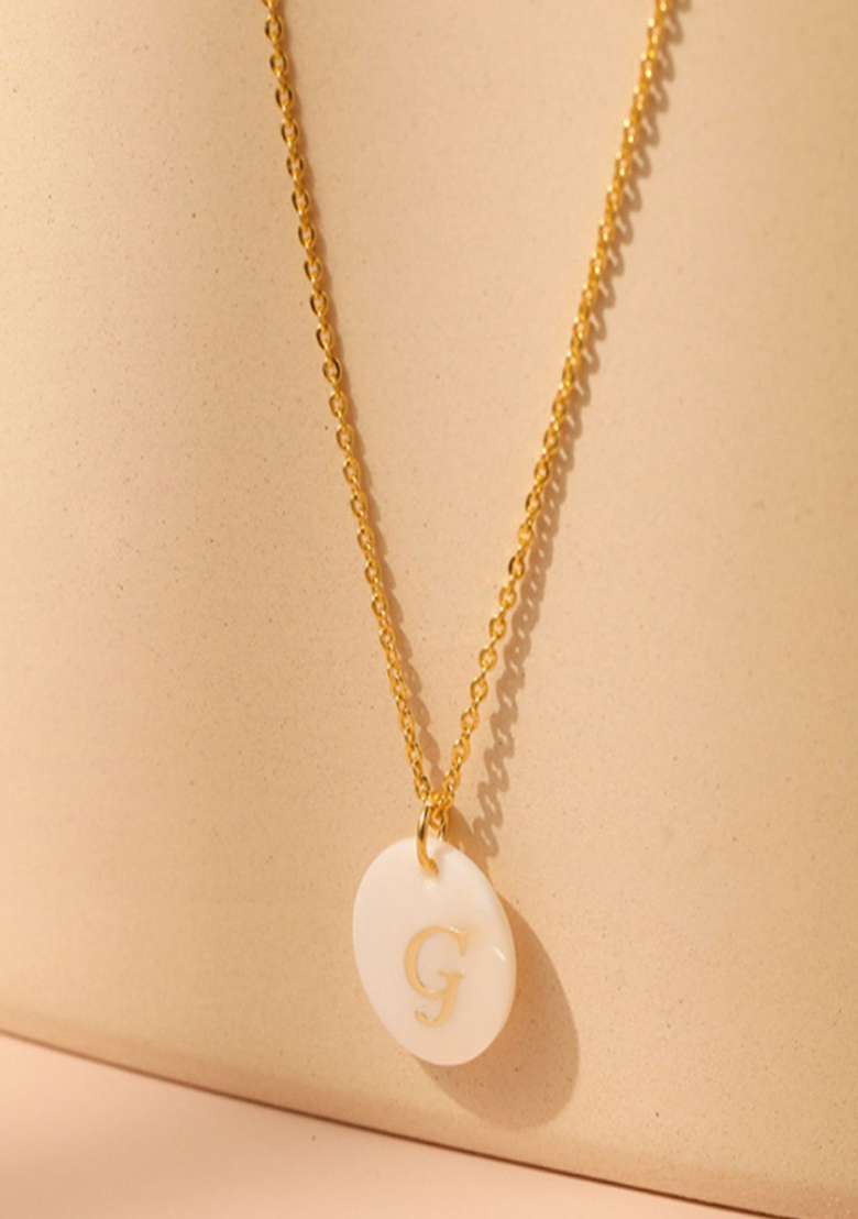 18K Gold Plated Waterproof Antitarnish Letter G Initial Pendant Necklace - Indya