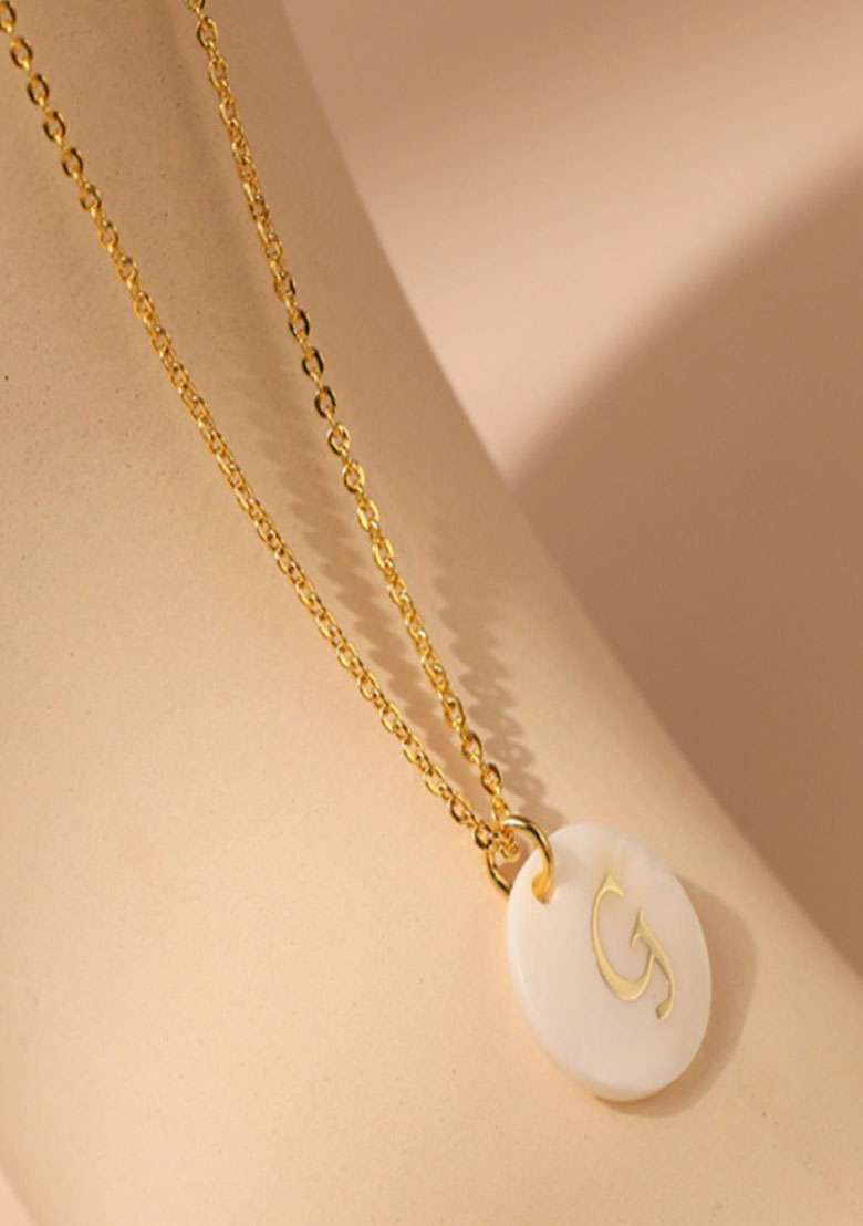 18K Gold Plated Waterproof Antitarnish Letter G Initial Pendant Necklace - Indya