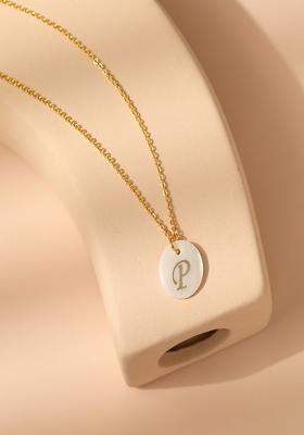 18K Gold Plated Waterproof Antitarnish Letter P Initial Pendant Necklace
