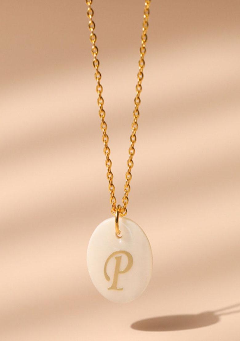 18K Gold Plated Waterproof Antitarnish Letter P Initial Pendant Necklace
