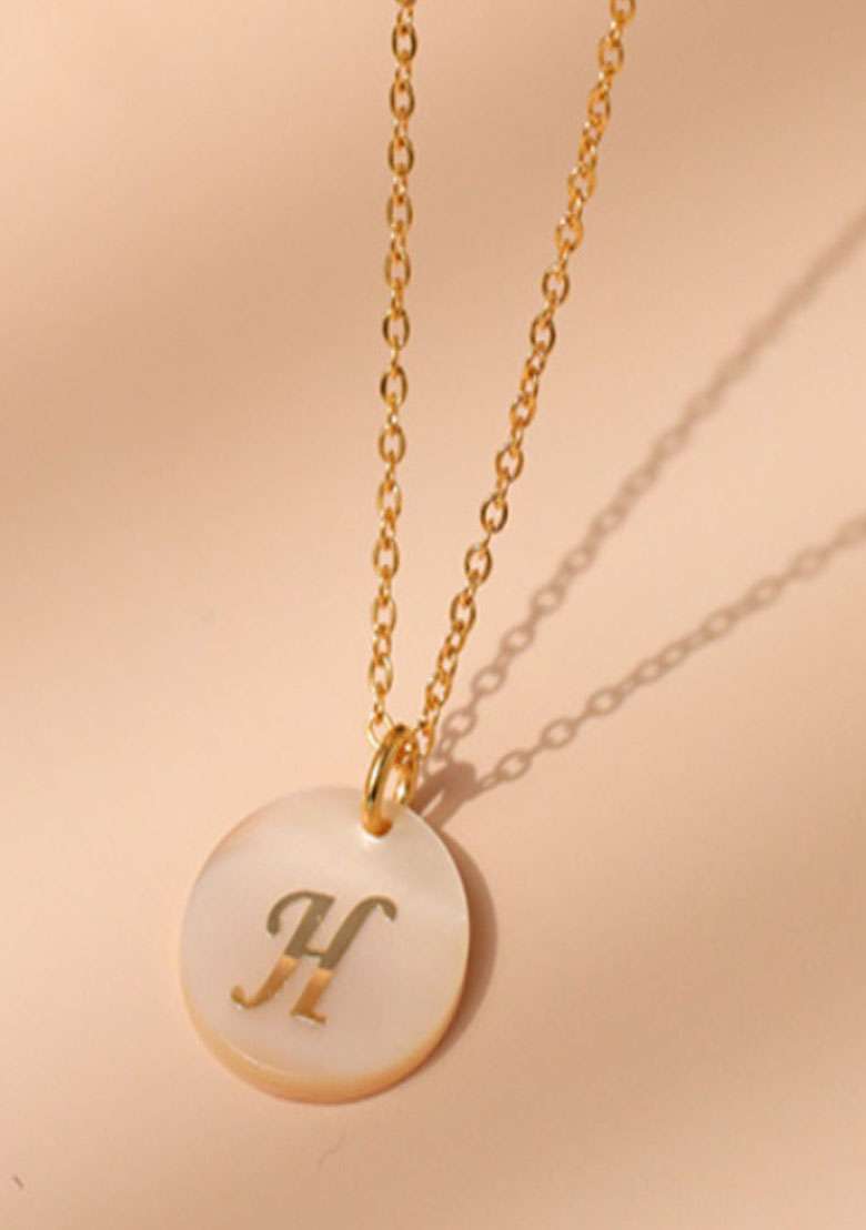 18K Gold Plated Waterproof Antitarnish Letter H Initial Pendant Necklace - Indya