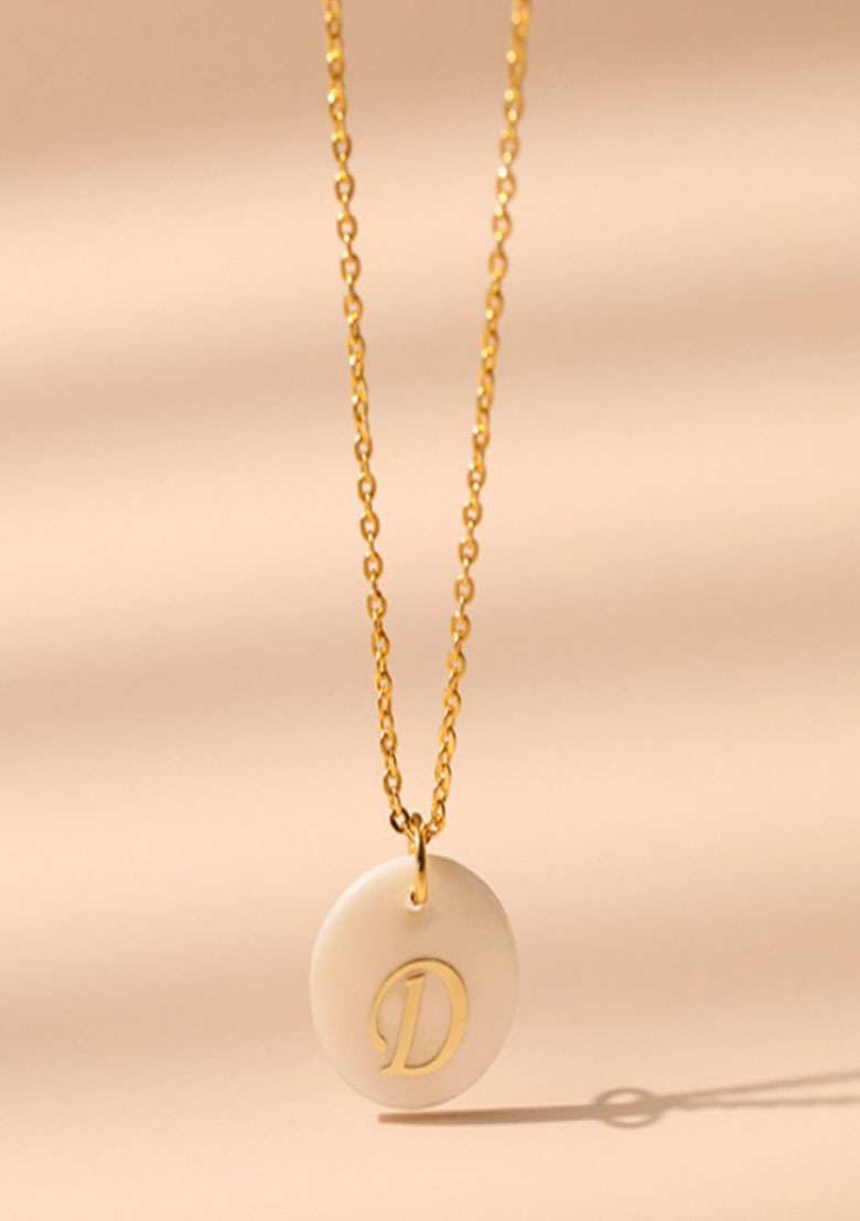 18K Gold Plated Waterproof Antitarnish Letter D Initial Pendant Necklace - Indya