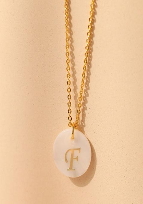 18K Gold Plated Waterproof Antitarnish Letter F Initial Pendant Necklace