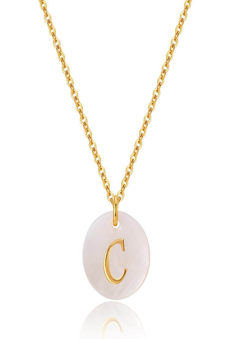 18K Gold Plated Waterproof Antitarnish Letter C Initial Pendant Necklace