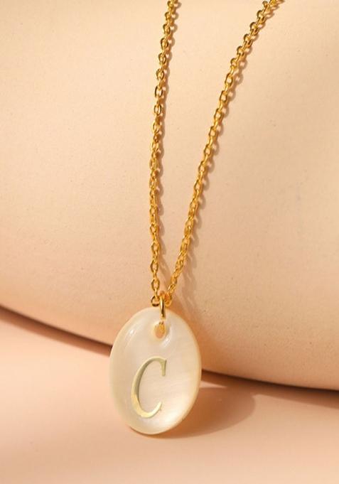 18K Gold Plated Waterproof Antitarnish Letter C Initial Pendant Necklace