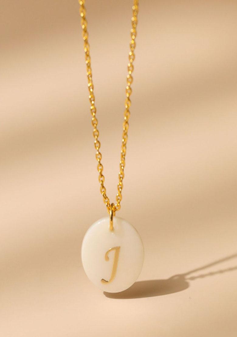 18K Gold Plated Waterproof Antitarnish Letter J Initial Pendant Necklace