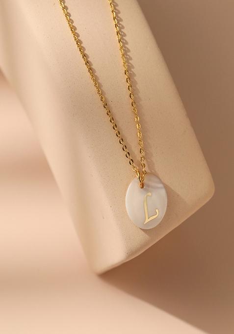 18K Gold Plated Waterproof Antitarnish Letter L Initial Pendant Necklace