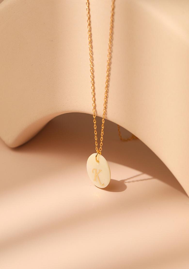 18K Gold Plated Waterproof Antitarnish Letter K Initial Pendant Necklace