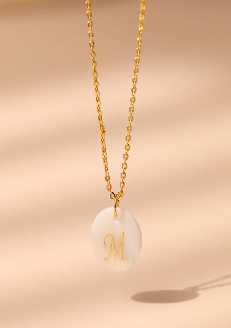 18K Gold Plated Waterproof Antitarnish Letter M Initial Pendant Necklace