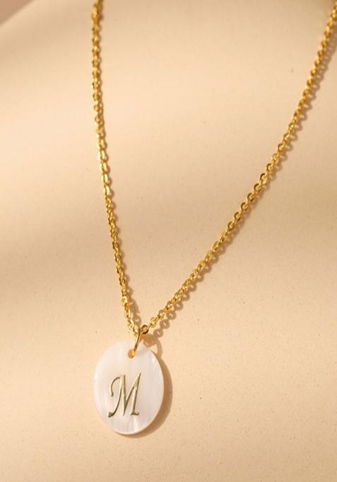 18K Gold Plated Waterproof Antitarnish Letter M Initial Pendant Necklace