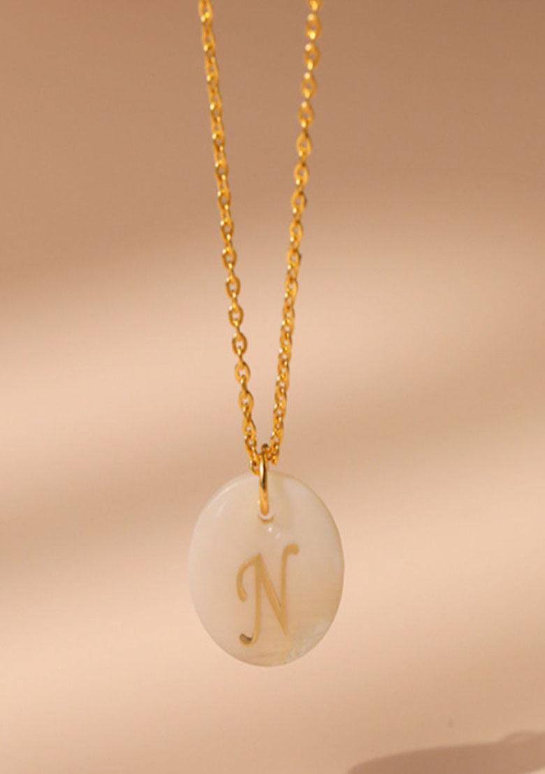 18K Gold Plated Waterproof Antitarnish Letter N Initial Pendant Necklace