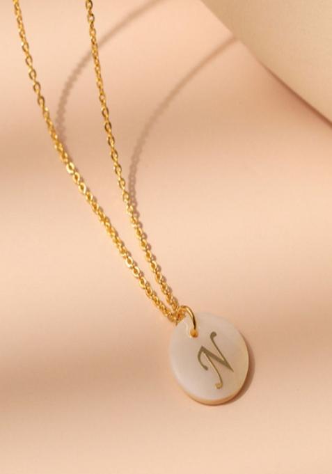 18K Gold Plated Waterproof Antitarnish Letter N Initial Pendant Necklace