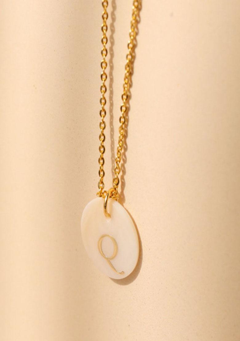 18K Gold Plated Waterproof Antitarnish Letter Q Initial Pendant Necklace