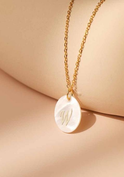 18K Gold Plated Waterproof Antitarnish Letter W Initial Pendant Necklace