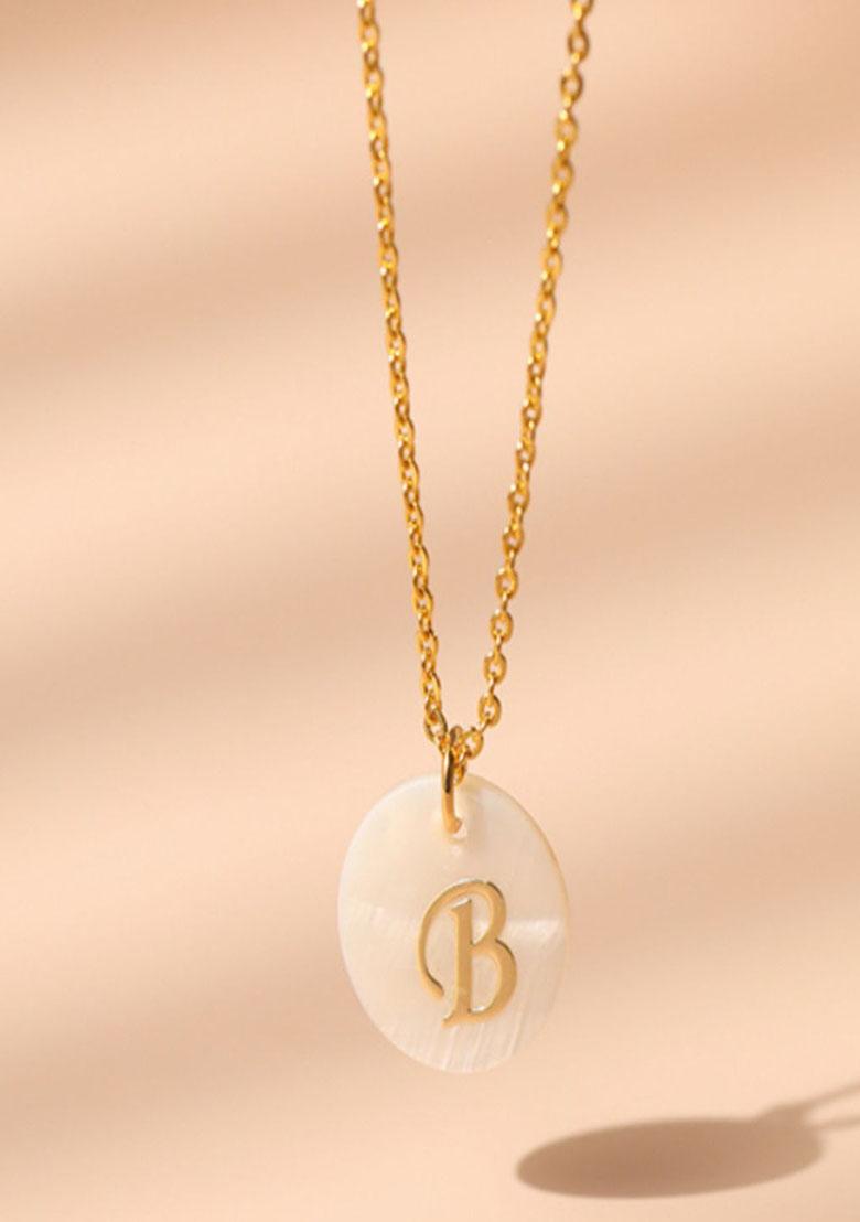 18K Gold Plated Waterproof Antitarnish Letter B Initial Pendant Necklace