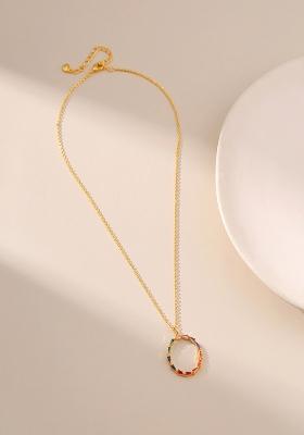 18K Gold Plated Waterproof Antitarnish Multicolor Zircon Round Pendant Necklace
