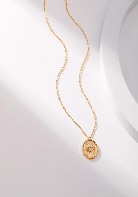 18K Gold Plated Waterproof Antitarnish Evil Eye Pendant Necklace
