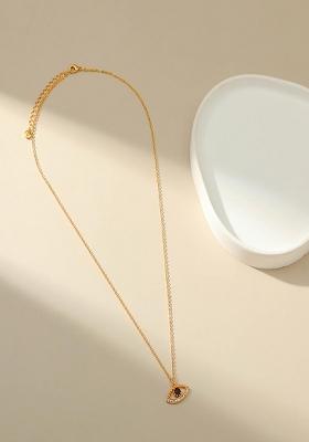 18K Gold Plated Waterproof Antitarnish Evil Eye With Stones Pendant Necklace