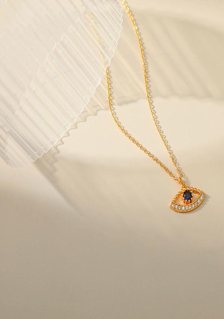18K Gold Plated Waterproof Antitarnish Evil Eye With Stones Pendant Necklace