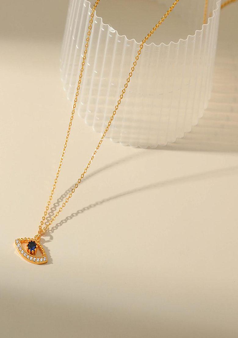 18K Gold Plated Waterproof Antitarnish Evil Eye With Stones Pendant Necklace