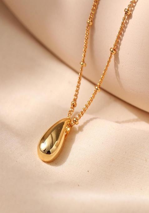 18K Gold Plated Waterproof Antitarnish Seed Drop Shaped Pendant Necklace