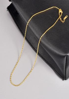 18K Gold Plated Waterproof Anti Tarnish Minimal Rice Bead Chain Necklace