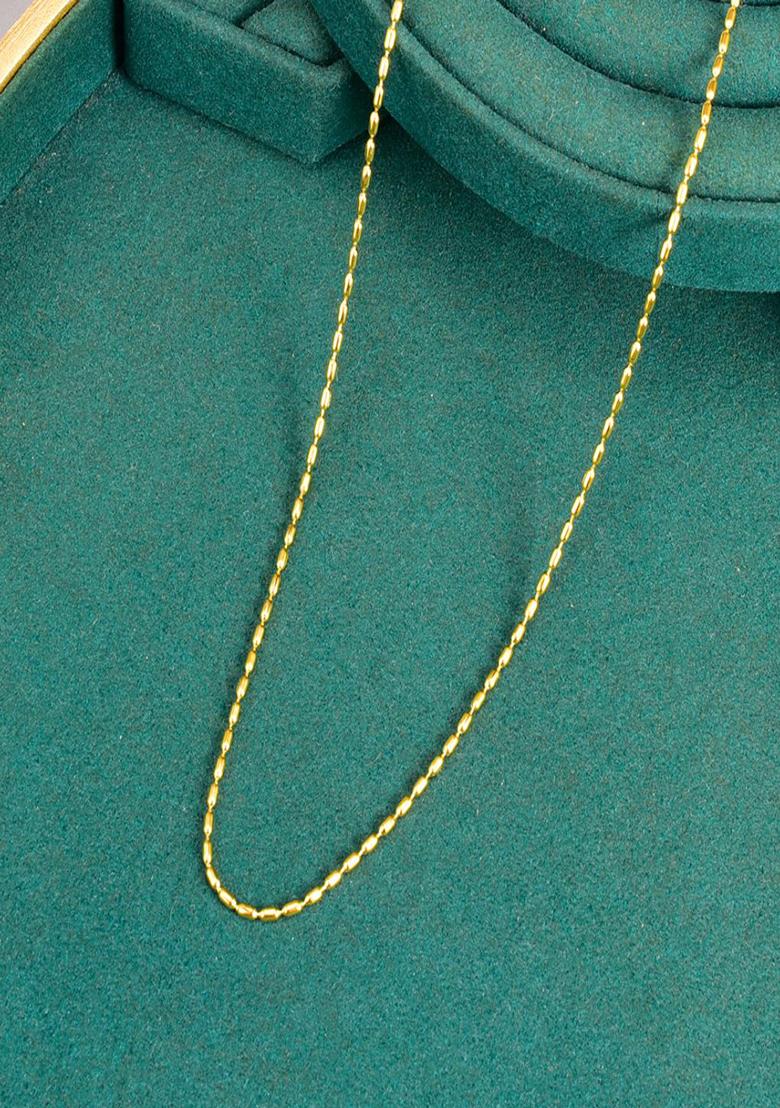18K Gold Plated Waterproof Anti Tarnish Minimal Rice Bead Chain Necklace