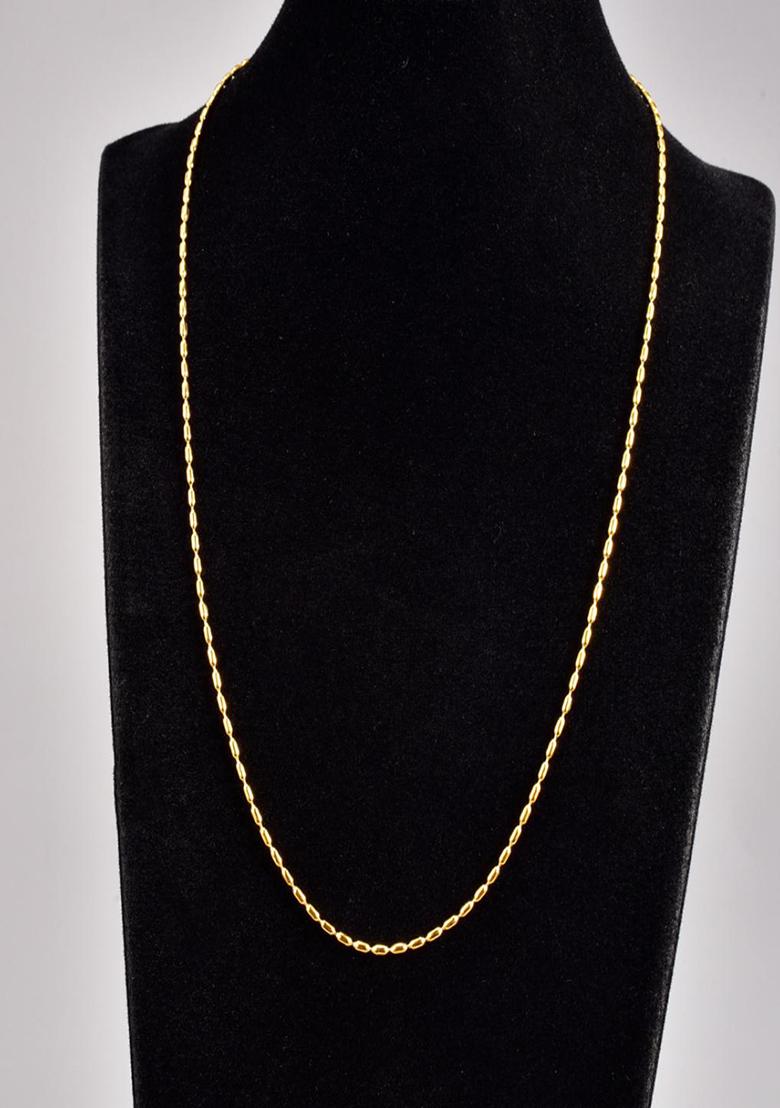 18K Gold Plated Waterproof Anti Tarnish Minimal Rice Bead Chain Necklace