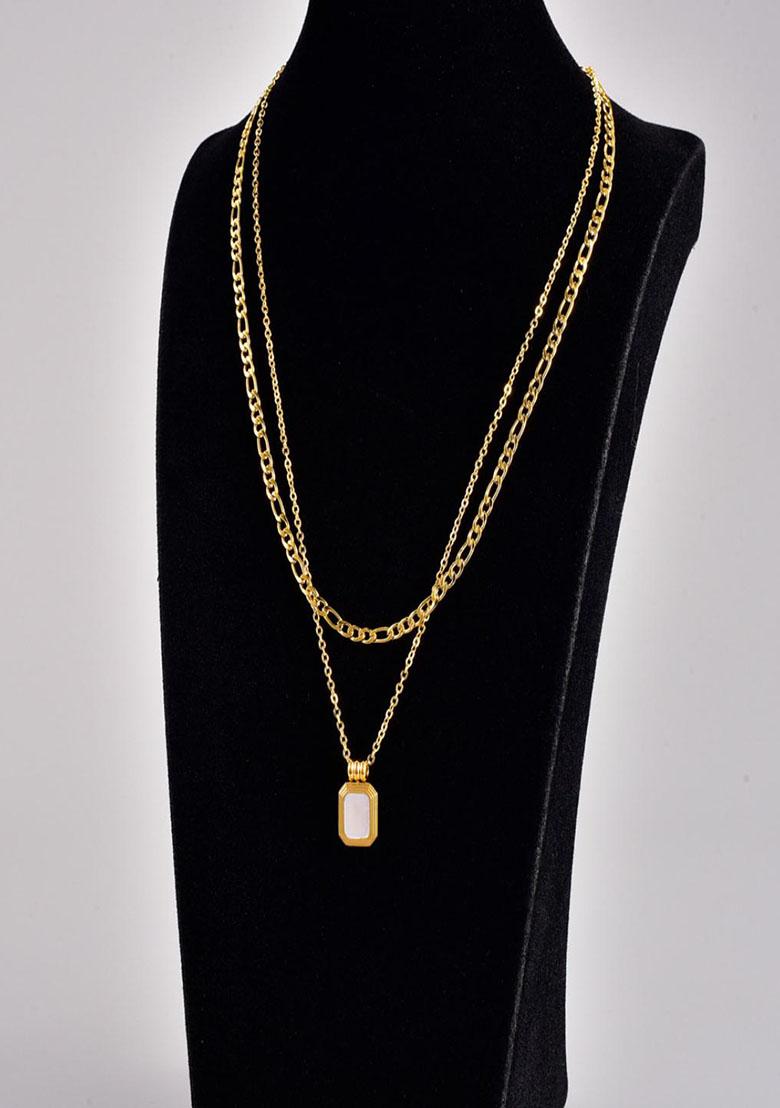 18K Gold Plated Waterproof Anti Tarnish White Shell Layered Neckchain
