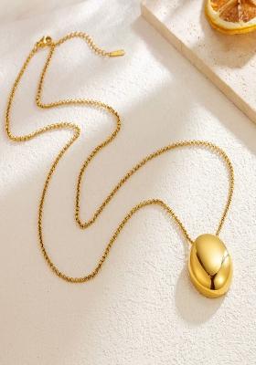 18K Gold Plated Waterproof Anti Tarnish Bold Chunky Oval Pendant Neckchain