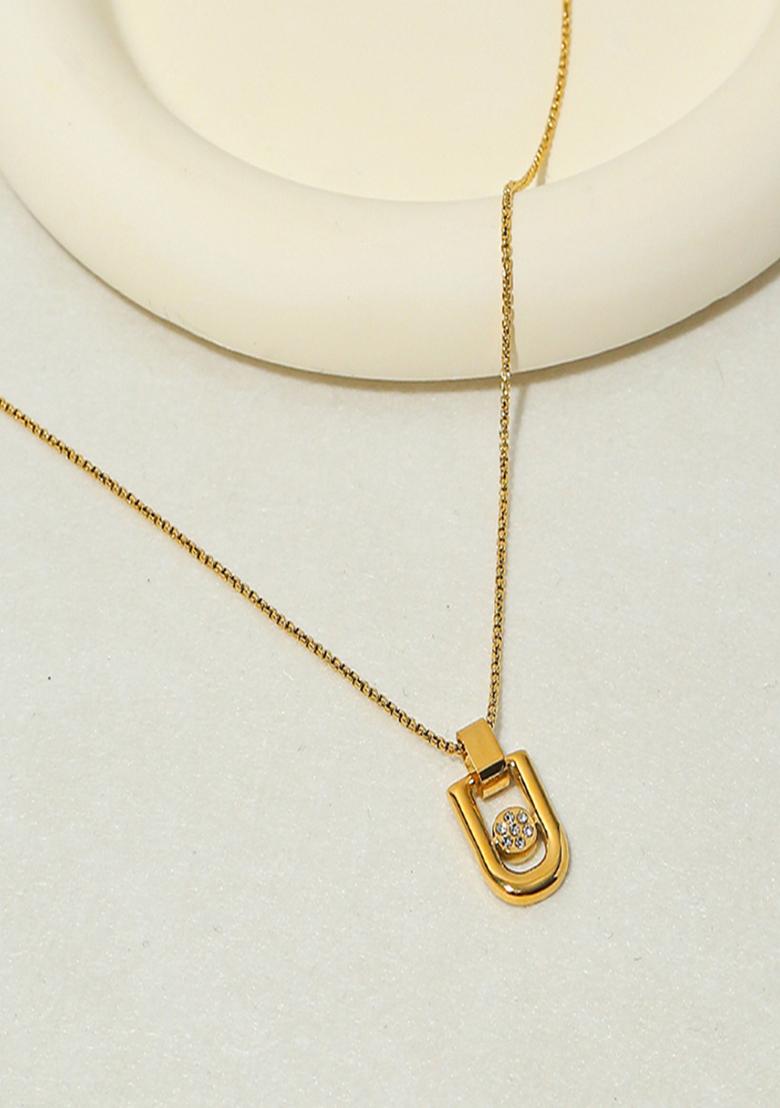 18K Gold Plated Waterproof Titanium Steel Anti Tarnish Pendant Necklace