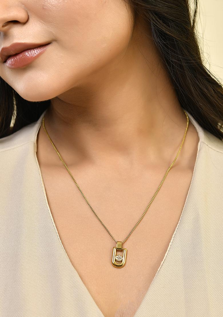 18K Gold Plated Waterproof Titanium Steel Anti Tarnish Pendant Necklace