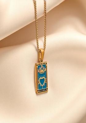 18K Gold Plated Anti Tarnish Blue "The Empress" Zircon Tarot Pendant Necklace