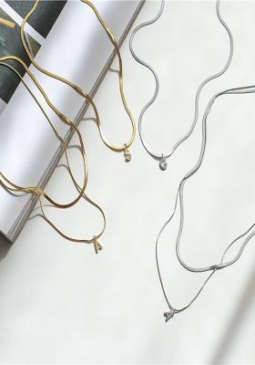 18K Gold Plated Anti Tarnish Initial Letter G Zircon Pendant Layered Necklace