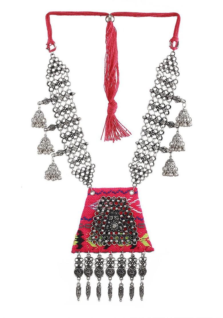 German Silver Silver Plated Oxidised Necklace