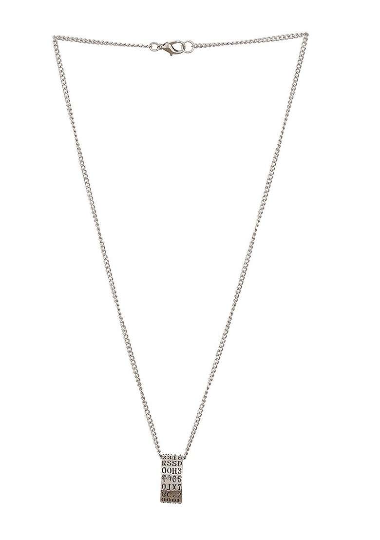 Men Silver Plated Pendant With Chain - Indya