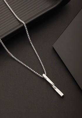 Men Silver Plated Minimal Necklace