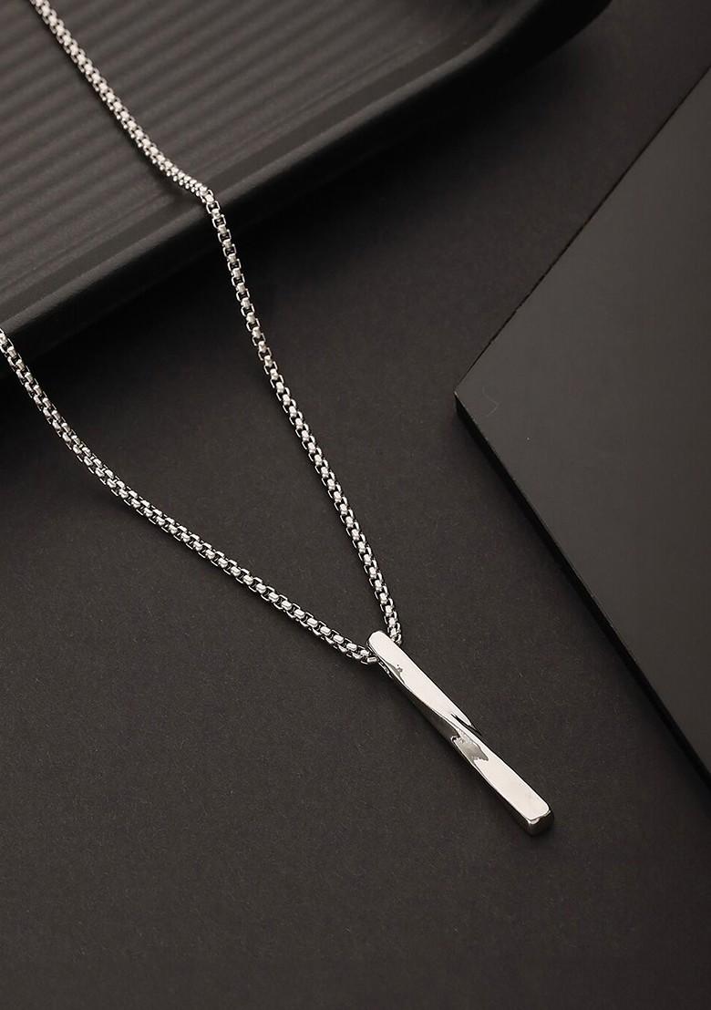 Men Silver Plated Minimal Necklace