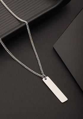Men Silver Plated Minimal Necklace