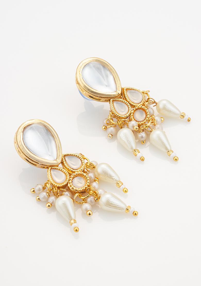 White Gold Plated Artificial Beads Long Necklace