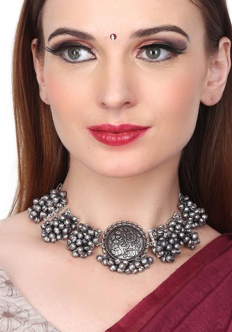 Silver Oxydised Choker Set 1