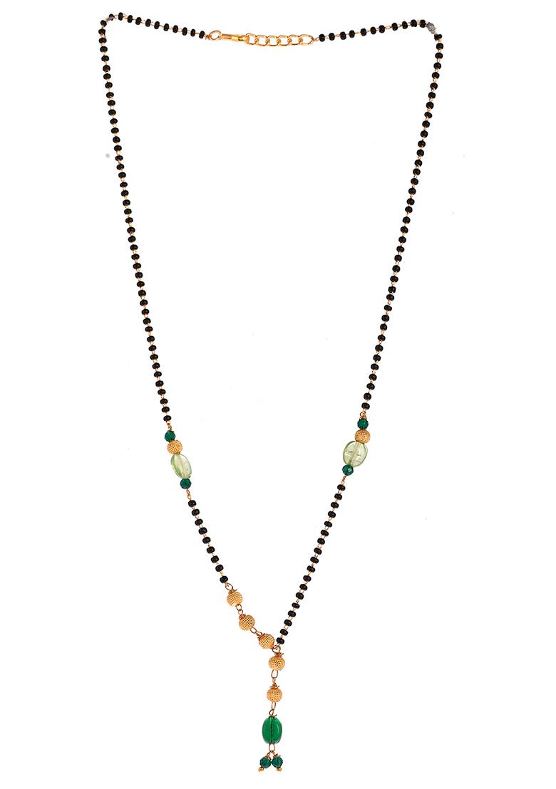 Goldplated Green Beaded Mangalsutra Chain